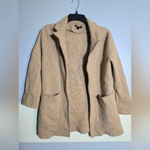 J. Crew Merino Wool Tan Women's Jacket Open Front Cardigan Sz Medium